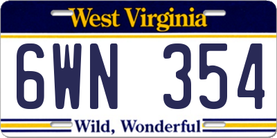 WV license plate 6WN354