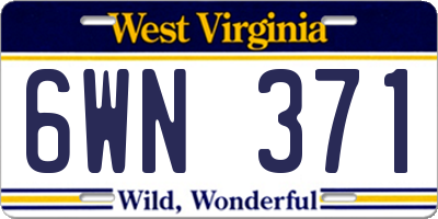 WV license plate 6WN371