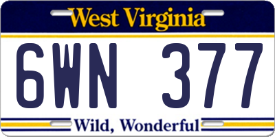 WV license plate 6WN377