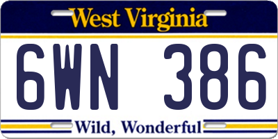 WV license plate 6WN386
