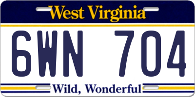 WV license plate 6WN704