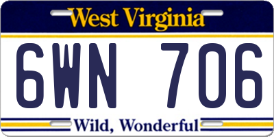 WV license plate 6WN706