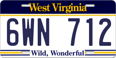 WV license plate 6WN712