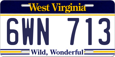 WV license plate 6WN713