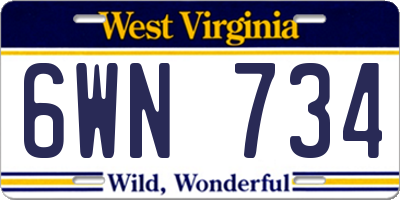 WV license plate 6WN734