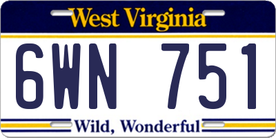 WV license plate 6WN751