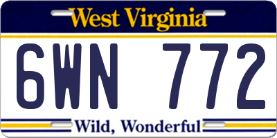 WV license plate 6WN772
