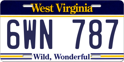 WV license plate 6WN787