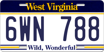 WV license plate 6WN788