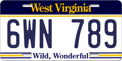 WV license plate 6WN789