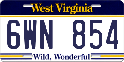 WV license plate 6WN854