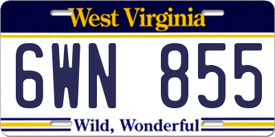 WV license plate 6WN855