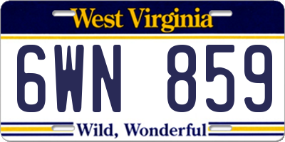 WV license plate 6WN859