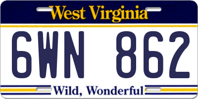 WV license plate 6WN862