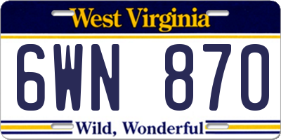 WV license plate 6WN870