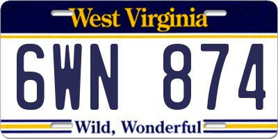 WV license plate 6WN874