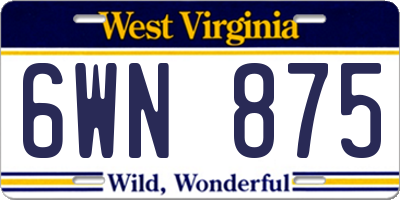 WV license plate 6WN875