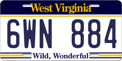 WV license plate 6WN884
