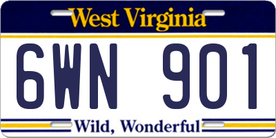 WV license plate 6WN901