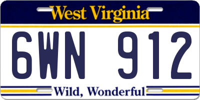 WV license plate 6WN912