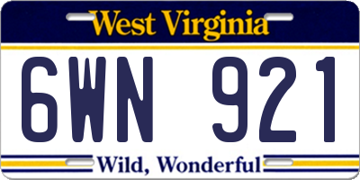 WV license plate 6WN921