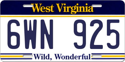 WV license plate 6WN925