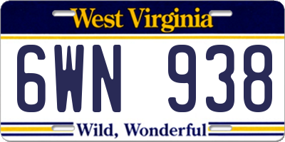 WV license plate 6WN938
