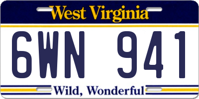 WV license plate 6WN941