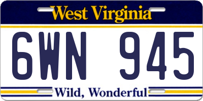 WV license plate 6WN945