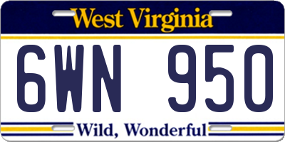 WV license plate 6WN950