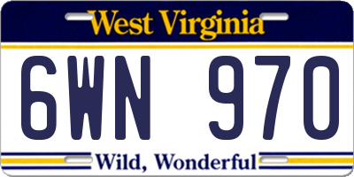 WV license plate 6WN970
