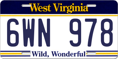 WV license plate 6WN978