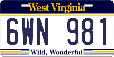 WV license plate 6WN981