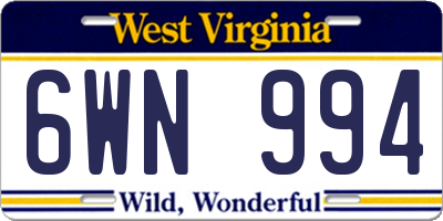 WV license plate 6WN994