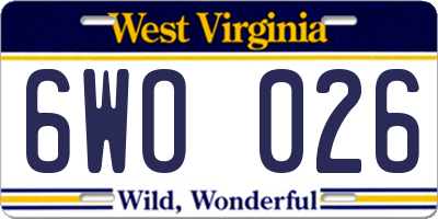 WV license plate 6WO026