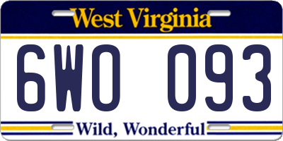 WV license plate 6WO093