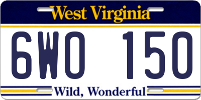 WV license plate 6WO150