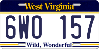 WV license plate 6WO157