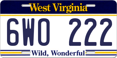 WV license plate 6WO222