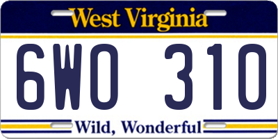 WV license plate 6WO310