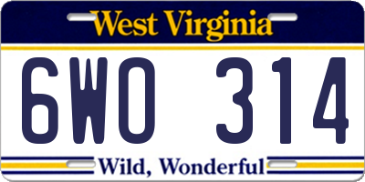 WV license plate 6WO314