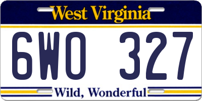 WV license plate 6WO327