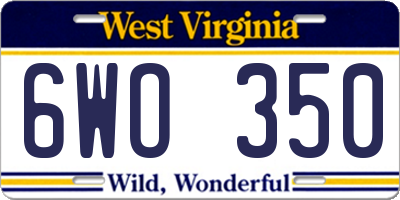 WV license plate 6WO350