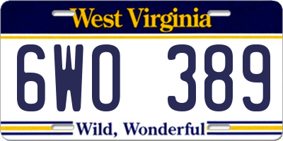 WV license plate 6WO389
