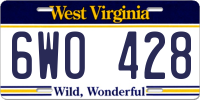 WV license plate 6WO428