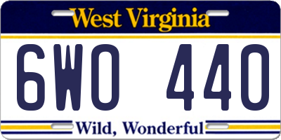 WV license plate 6WO440
