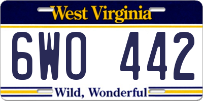 WV license plate 6WO442