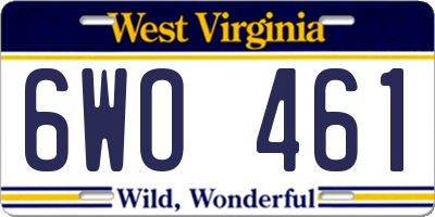 WV license plate 6WO461