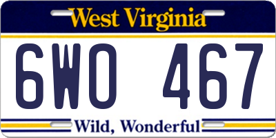 WV license plate 6WO467