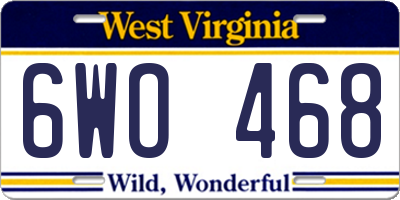 WV license plate 6WO468